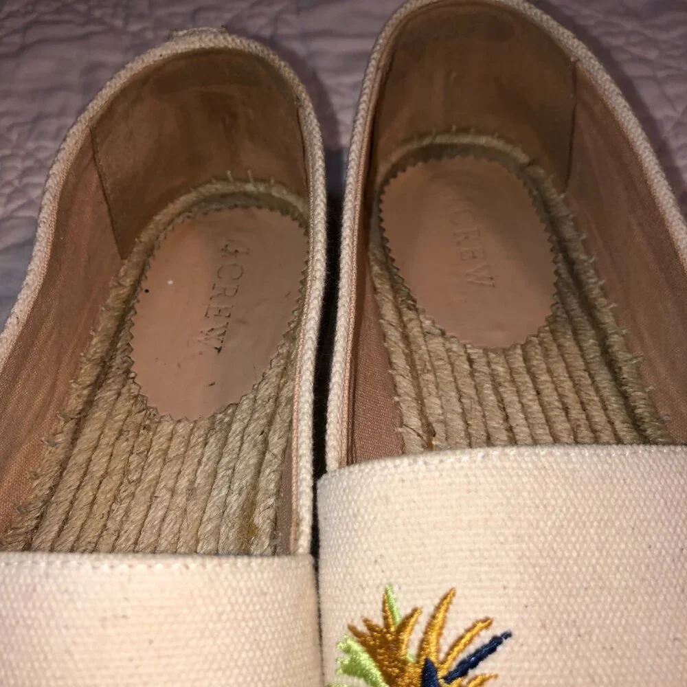 J Crew Canvas Espadrilles with Stitched Fruit Design, Size 9.5